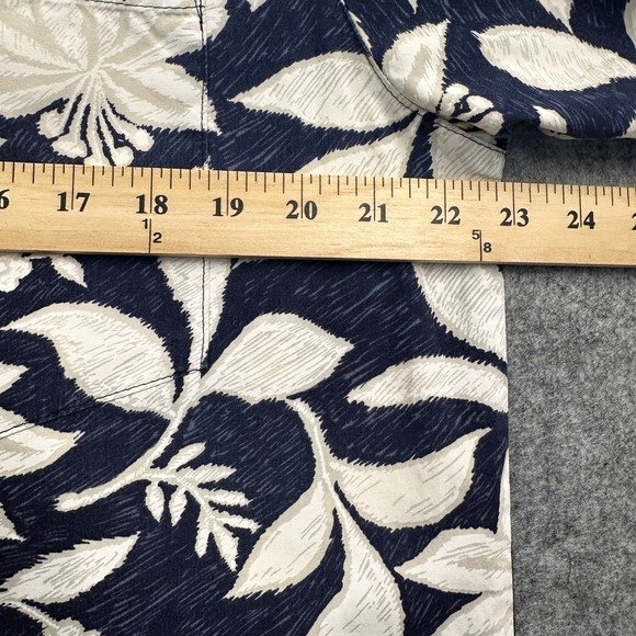 Go Barefoot Vintage Aloha Shirt M Blue White Floral Cotton Hawaiian Tradition - Picture 7 of 10